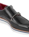 Paul Parkman Men's Smart Casual Monkstrap Shoes Black Leather (ID