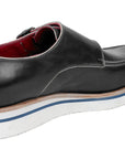 Paul Parkman Men's Smart Casual Monkstrap Shoes Black Leather (ID