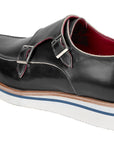 Paul Parkman Men's Smart Casual Monkstrap Shoes Black Leather (ID