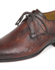 Paul Parkman Beige & Brown Plaid Canvas Derby Shoes (ID
