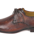 Paul Parkman Beige & Brown Plaid Canvas Derby Shoes (ID