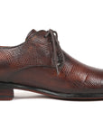 Paul Parkman Beige & Brown Plaid Canvas Derby Shoes (ID