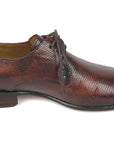 Paul Parkman Beige & Brown Plaid Canvas Derby Shoes (ID