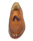 Paul Parkman Beige & Brown Plaid Canvas Derby Shoes (ID