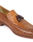 Paul Parkman Beige & Brown Plaid Canvas Derby Shoes (ID