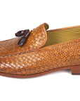 Paul Parkman Beige & Brown Plaid Canvas Derby Shoes (ID