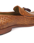Paul Parkman Beige & Brown Plaid Canvas Derby Shoes (ID