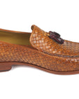 Paul Parkman Beige & Brown Plaid Canvas Derby Shoes (ID