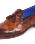 Paul Parkman Beige & Brown Plaid Canvas Derby Shoes (ID