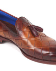 Paul Parkman Beige & Brown Plaid Canvas Derby Shoes (ID