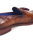 Paul Parkman Beige & Brown Plaid Canvas Derby Shoes (ID