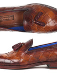 Paul Parkman Men's Big Braided Tassel Loafers Brown (ID