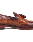 Paul Parkman Men's Big Braided Tassel Loafers Brown (ID