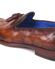 Paul Parkman Men's Big Braided Tassel Loafers Brown (ID