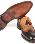 Paul Parkman Kiltie Tassel Loafer Beige & Brown (ID