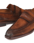 Paul Parkman Brown Antique Suede Goodyear Welted Loafers (ID