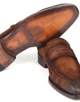 Paul Parkman Brown Antique Suede Goodyear Welted Loafers (ID