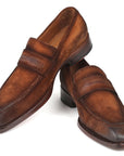 Paul Parkman Brown Antique Suede Goodyear Welted Loafers (ID