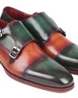 Paul Parkman Captoe Double Monkstraps Green & Camel (ID
