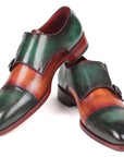 Paul Parkman Captoe Double Monkstraps Green & Camel (ID