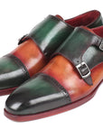 Paul Parkman Captoe Double Monkstraps Green & Camel (ID