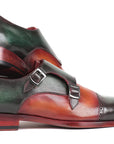 Paul Parkman Captoe Double Monkstraps Green & Camel (ID