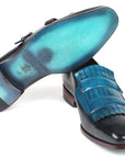 Paul Parkman Men's Blue & Navy Kiltie Double Monkstraps (ID