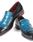 Paul Parkman Men's Blue & Navy Kiltie Double Monkstraps (ID