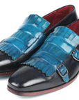 Paul Parkman Men's Blue & Navy Kiltie Double Monkstraps (ID