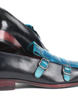 Paul Parkman Men's Blue & Navy Kiltie Double Monkstraps (ID