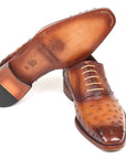 Paul Parkman Men's Genuine Ostrich Oxfords Light Brown (ID