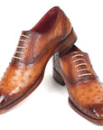 Paul Parkman Men's Genuine Ostrich Oxfords Light Brown (ID