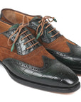 Paul Parkman Goodyear Welted Wingtip Oxfords Brown & Green (ID