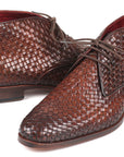 Paul Parkman Men's Brown Woven Leather Chukka Boots (ID