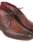 Paul Parkman Men's Brown Woven Leather Chukka Boots (ID