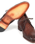 Paul Parkman Men's Brown Woven Leather Chukka Boots (ID