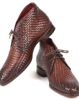 Paul Parkman Men's Brown Woven Leather Chukka Boots (ID
