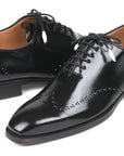 Paul Parkman Goodyear Welted Wingtip Oxfords Black Polished Leather (ID