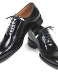 Paul Parkman Goodyear Welted Wingtip Oxfords Black Polished Leather (ID