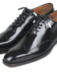 Paul Parkman Goodyear Welted Wingtip Oxfords Black Polished Leather (ID