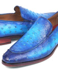 Paul Parkman Genuine Ostrich Loafers Ocean Blue (ID