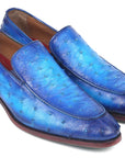 Paul Parkman Genuine Ostrich Loafers Ocean Blue (ID