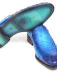 Paul Parkman Genuine Ostrich Loafers Ocean Blue (ID