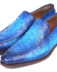 Paul Parkman Genuine Ostrich Loafers Ocean Blue (ID