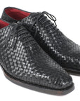 Paul Parkman Men's Black Woven Leather Oxfords (ID