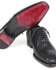 Paul Parkman Men's Black Woven Leather Oxfords (ID