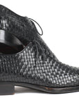 Paul Parkman Men's Black Woven Leather Oxfords (ID