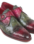 Paul Parkman Genuine Ostrich Monkstraps Green & Purple (ID