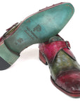 Paul Parkman Genuine Ostrich Monkstraps Green & Purple (ID