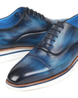 Paul Parkman Men's Smart Casual Oxfords Blue Leather (ID